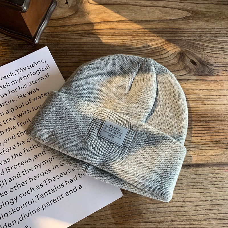 Label Simple Small Letter Knitting Wool Hat - Amazhona 