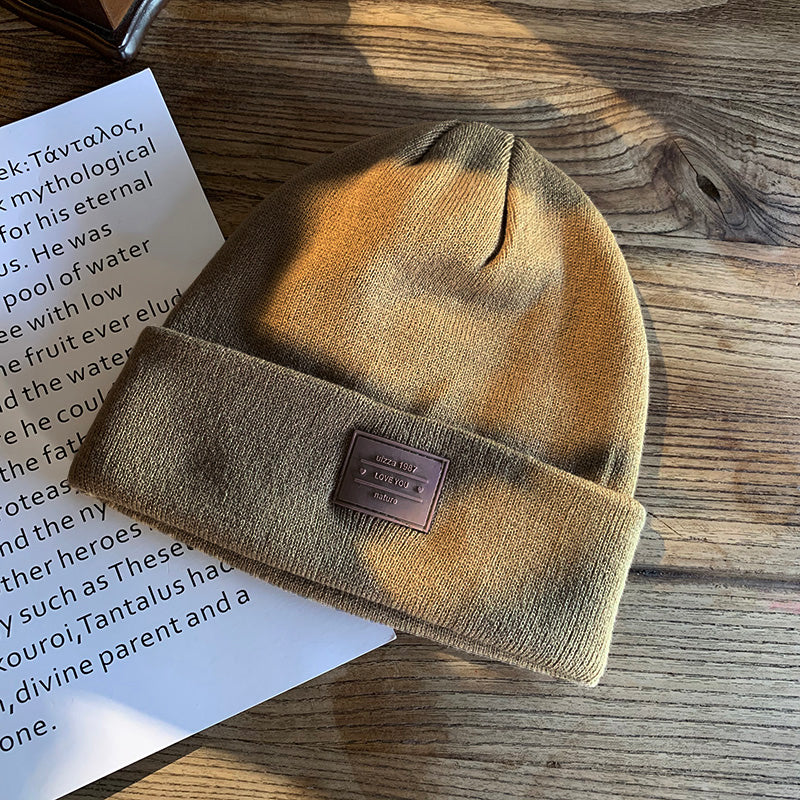 Label Simple Small Letter Knitting Wool Hat - Amazhona 