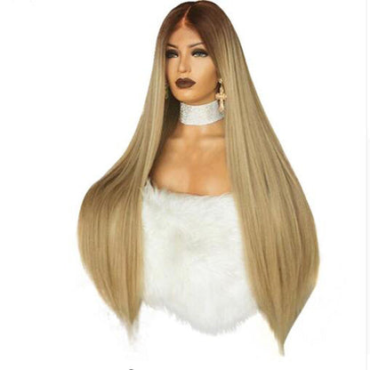 Lace Wig Linen Gradient Long Straight Hair - Amazhona 