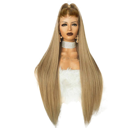 Lace Wig Linen Gradient Long Straight Hair - Amazhona 