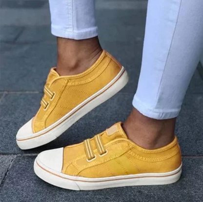 Laceless Canvas Casual Shoes Fashion Sneakers Flat Platform Loafers - Amazhona 