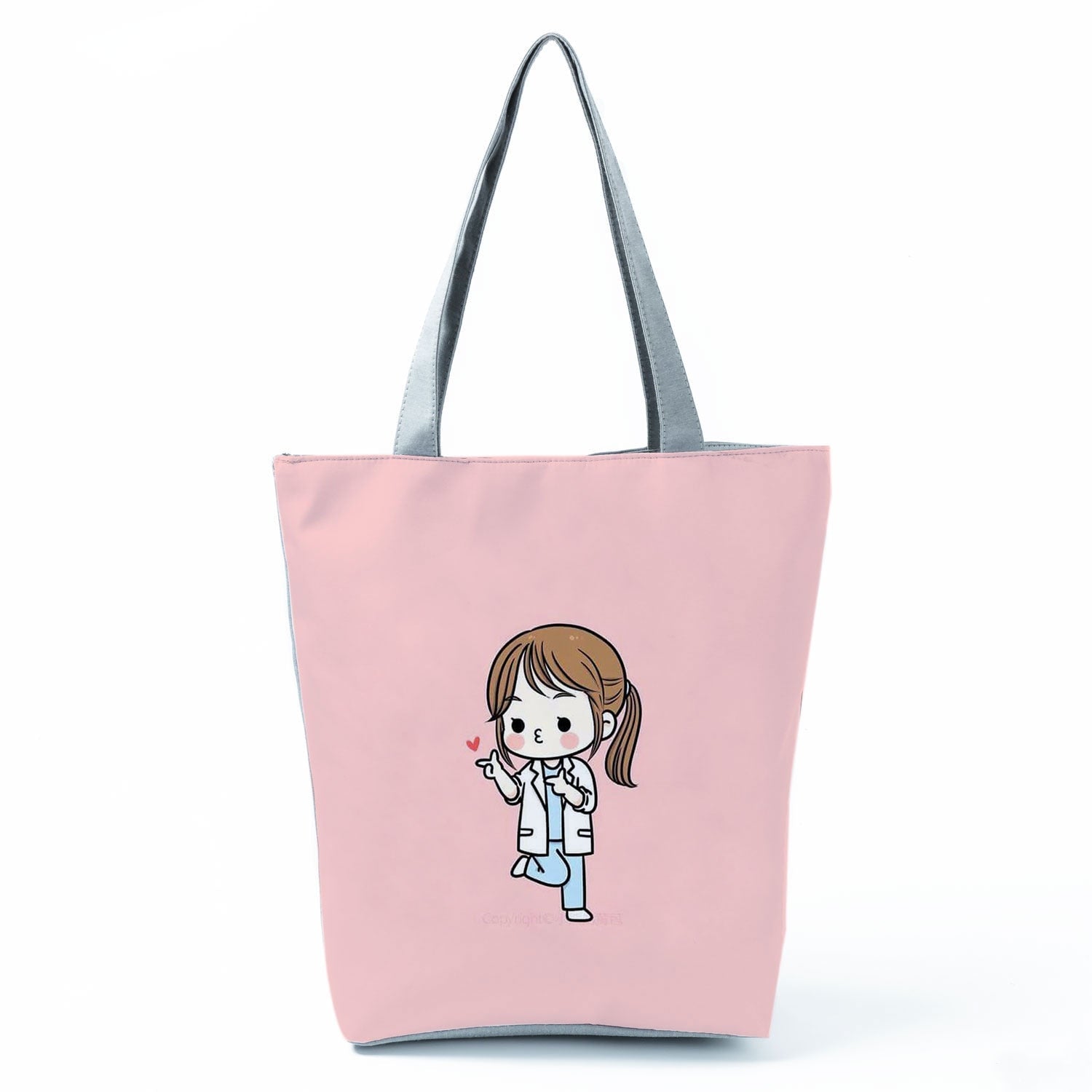 Ladies New Fashion All-Match Tote Female Nurse Love Printed Handbags Cartoon Eco Friendly Beach Bag High Capacity Shopping Bags - Amazhona 