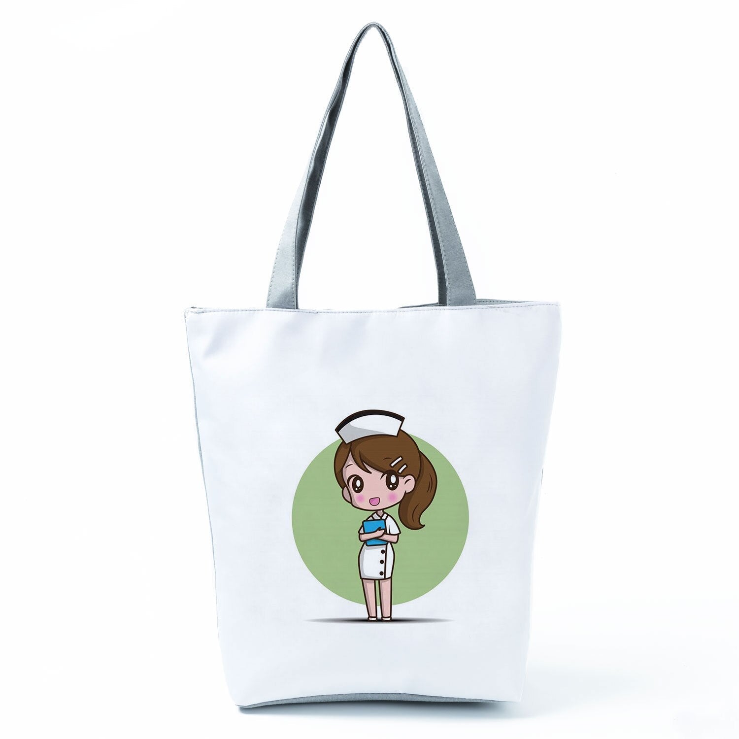 Ladies New Fashion All-Match Tote Female Nurse Love Printed Handbags Cartoon Eco Friendly Beach Bag High Capacity Shopping Bags - Amazhona 