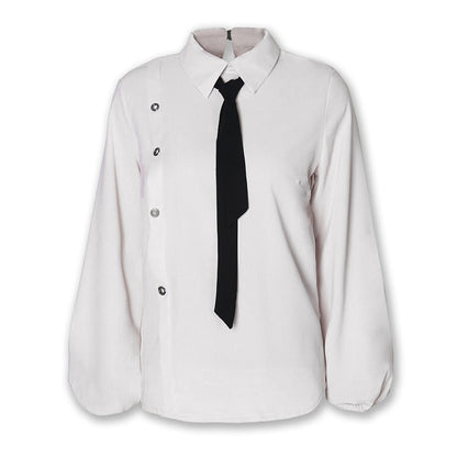 Ladies Style Shirt With Knotted Neckline - Amazhona 