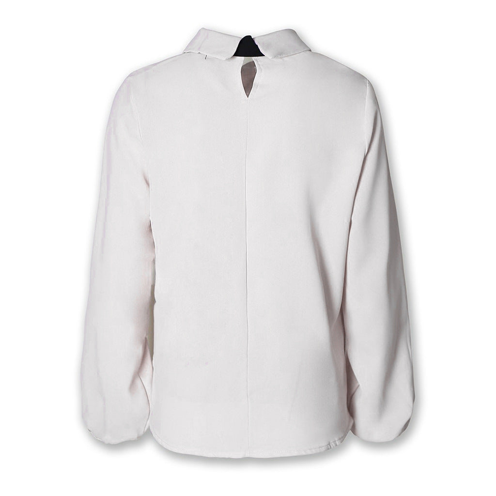 Ladies Style Shirt With Knotted Neckline - Amazhona 