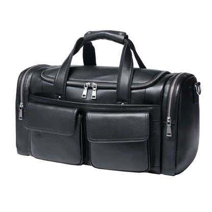 Leather Men's Hand-held Large-capacity Short-distance Travel Bag - Amazhona 