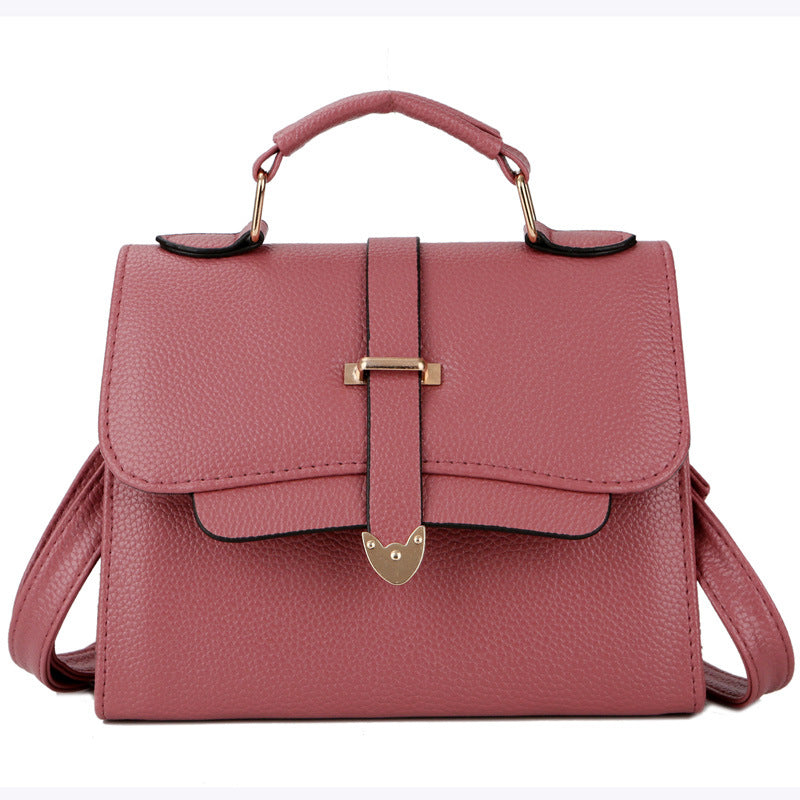 Leather Pu ladies handbag fashion buckle shoulder bag - Amazhona 