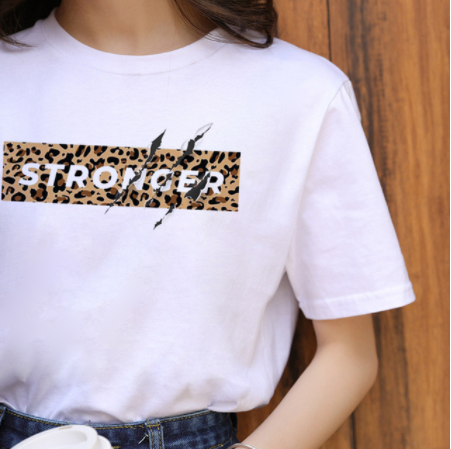 Leopard Print Love Lip Print Fashion Western Style Summer Ladies Print Short-sleeved T-shirt Top - Amazhona 