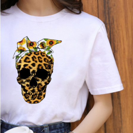 Leopard Print Love Lip Print Fashion Western Style Summer Ladies Print Short-sleeved T-shirt Top - Amazhona 