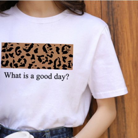 Leopard Print Love Lip Print Fashion Western Style Summer Ladies Print Short-sleeved T-shirt Top - Amazhona 