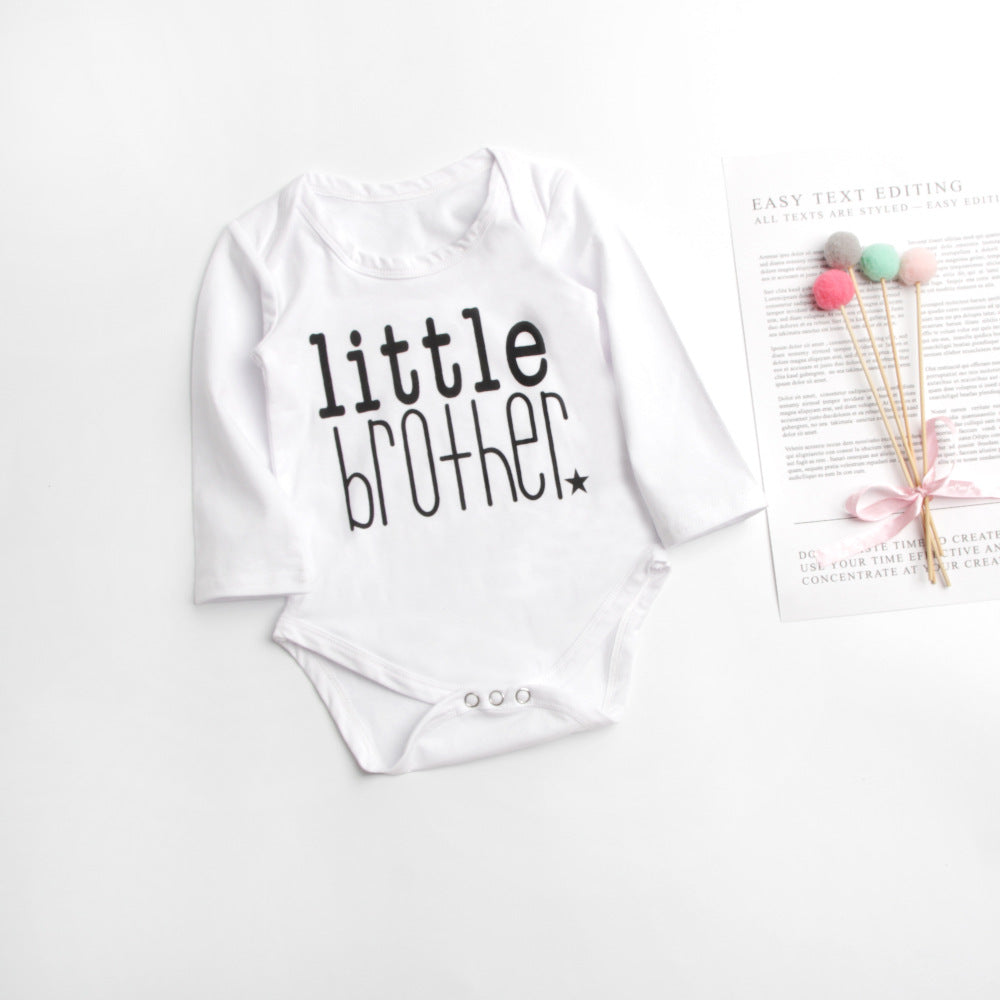 Letter Long-sleeved T-shirt Male Baby Jumpsuit - Amazhona 