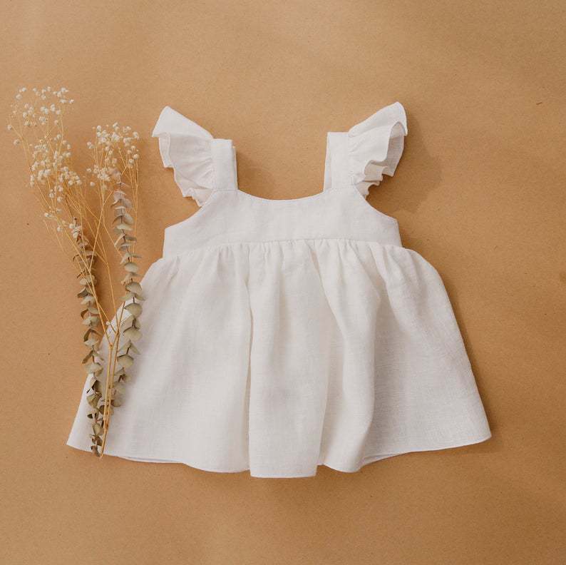 Linen Cotton Retro Ruffled Sleeveless Romper - Amazhona 