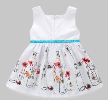 Little girl white floral butterfly skirt baby dress Princess - Amazhona 