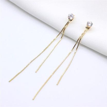 Long Silver Plated Crystal Leaf Tassel Drop Earrings For Women Wedding Fashion 2020 Jewelry Gift - Amazhona 