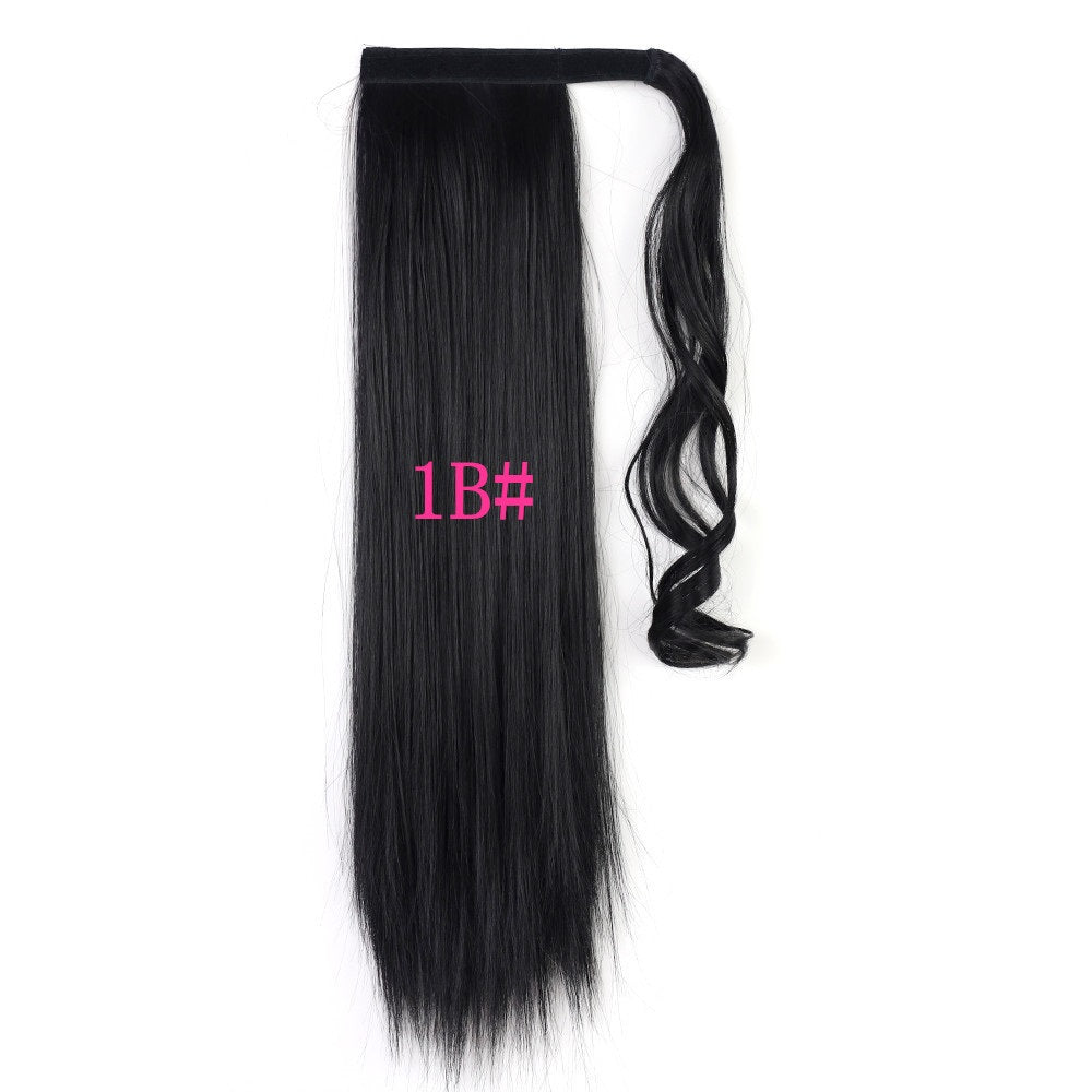 Long Straight Wrap Around Clip In Ponytail Hair Extension Heat Resistant Synthetic Tail Fake Hair - Amazhona 