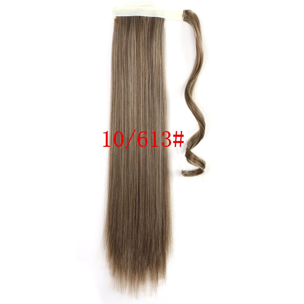 Long Straight Wrap Around Clip In Ponytail Hair Extension Heat Resistant Synthetic Tail Fake Hair - Amazhona 