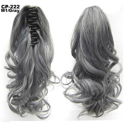 Long Wave Ponytail Wrap Around Ponytail Clip In Hair Headwear Gray Hairpiece Natural Extensions - Amazhona 