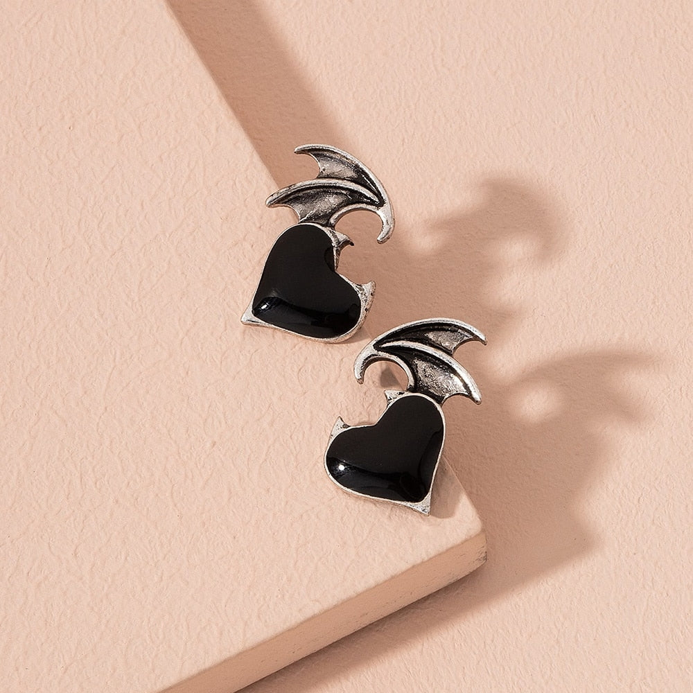 Lost Lady New Fashion Devil's Wings Heart-shaped Earrings Women's Earrings Jewelry Wholesale Direct Sales - Amazhona 