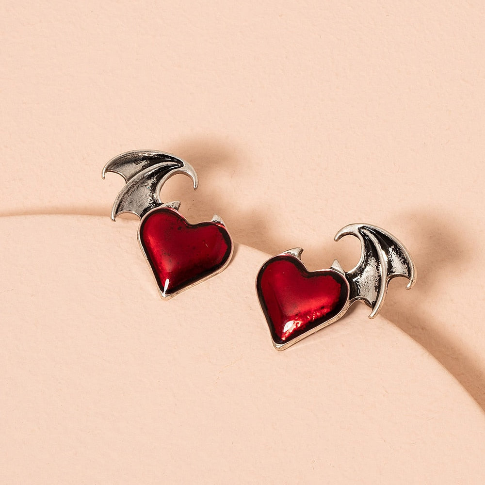 Lost Lady New Fashion Devil's Wings Heart-shaped Earrings Women's Earrings Jewelry Wholesale Direct Sales - Amazhona 