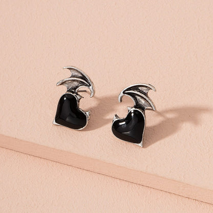 Lost Lady New Fashion Devil's Wings Heart-shaped Earrings Women's Earrings Jewelry Wholesale Direct Sales - Amazhona 