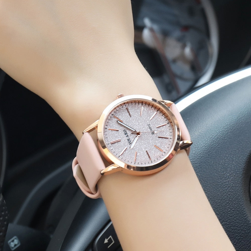 Luxury Brand Leather Quartz Women's Watch Ladies Fashion Watch Women Wristwatch Clock relogio feminino hours reloj mujer saati - Amazhona 