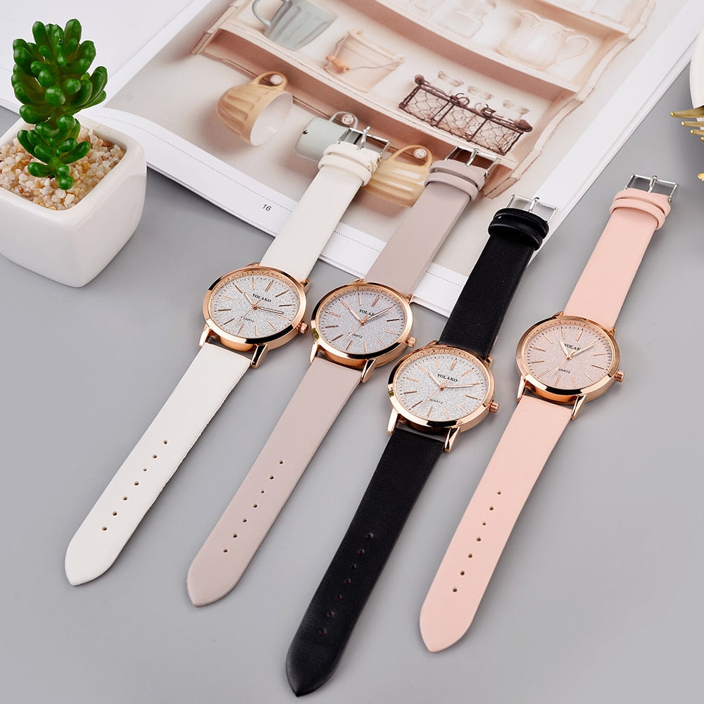 Luxury Brand Leather Quartz Women's Watch Ladies Fashion Watch Women Wristwatch Clock relogio feminino hours reloj mujer saati - Amazhona 