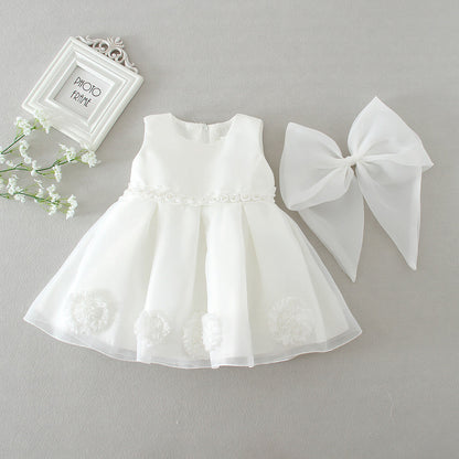 Maggie baby girl baby banquet Wedding Dress Skirt Girl Flower Princess Wedding Dress Dress Tutu - Amazhona 