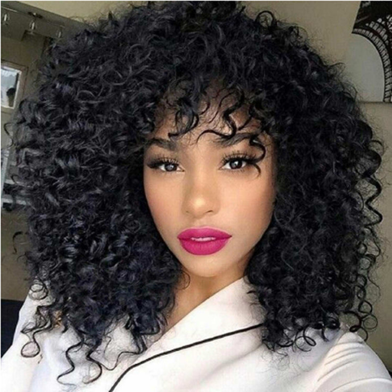 Manufacturers Supply European And American Wigs, African Short Curly Hair Female Wigs, Fluffy Small Curly Bangs, Long Curly Hair Wigs, Wigs - Amazhona 