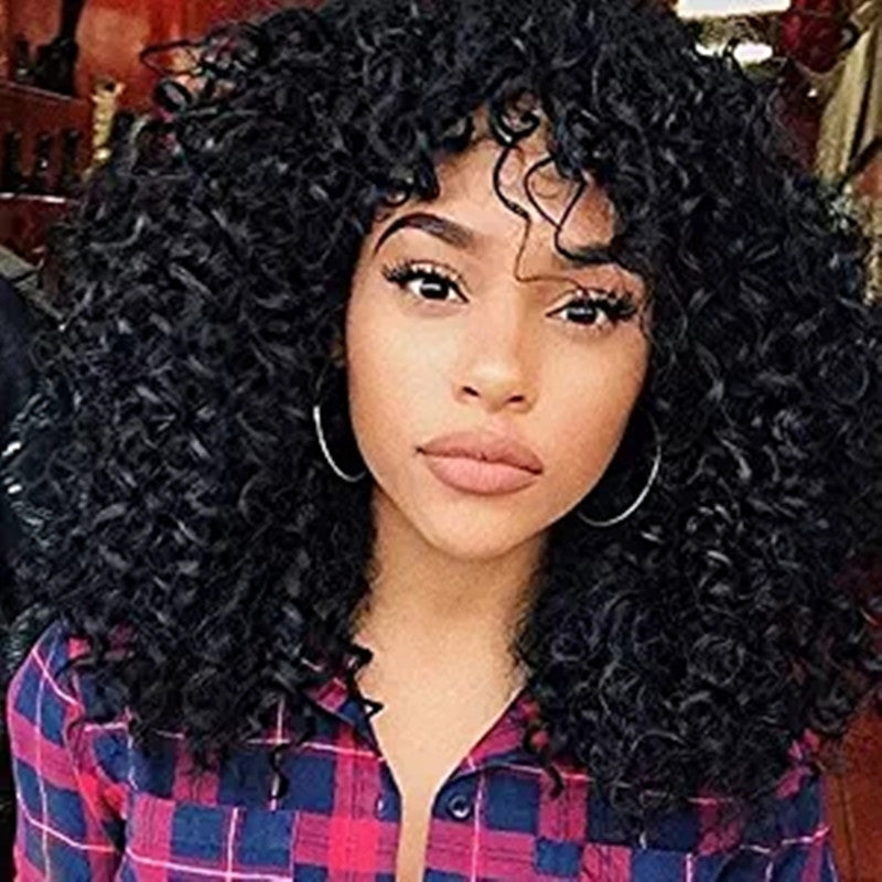 Manufacturers Supply European And American Wigs, African Short Curly Hair Female Wigs, Fluffy Small Curly Bangs, Long Curly Hair Wigs, Wigs - Amazhona 