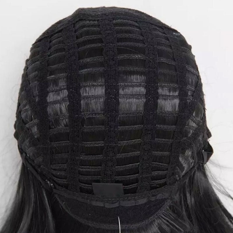 Medium Split Black Big Wave Wig High Temperature Wire - Amazhona 