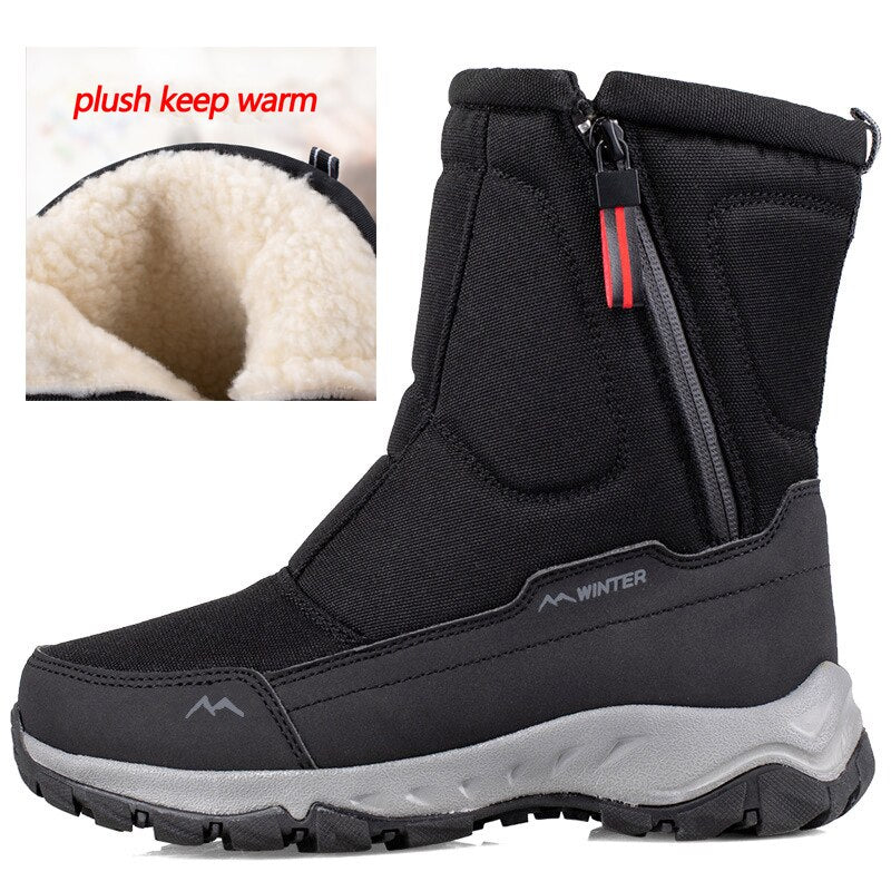 Men Boots 2023 Winter Shoes For Men Warm Snow Boots Mid-calf Men Warm Shoes Thick Plush Winter Boots For Men Women Cotton Shoes - Amazhona 