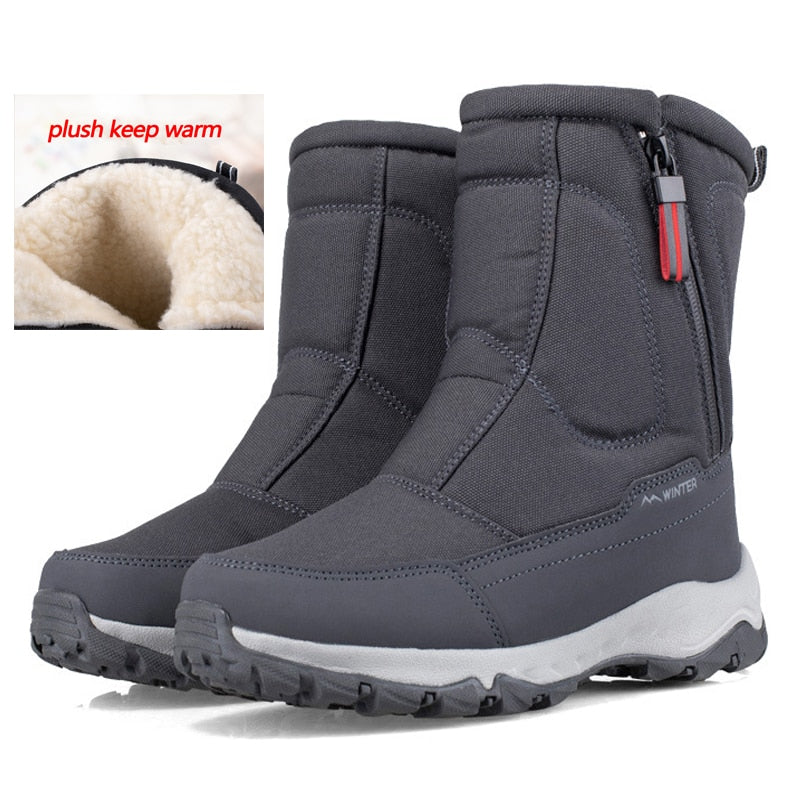 Men Boots 2023 Winter Shoes For Men Warm Snow Boots Mid-calf Men Warm Shoes Thick Plush Winter Boots For Men Women Cotton Shoes - Amazhona 