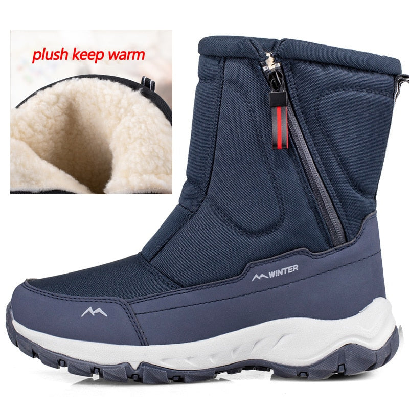 Men Boots 2023 Winter Shoes For Men Warm Snow Boots Mid-calf Men Warm Shoes Thick Plush Winter Boots For Men Women Cotton Shoes - Amazhona 