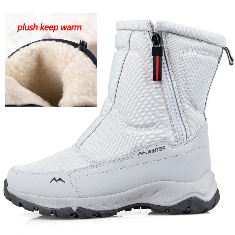 Men Boots 2023 Winter Shoes For Men Warm Snow Boots Mid-calf Men Warm Shoes Thick Plush Winter Boots For Men Women Cotton Shoes - Amazhona 