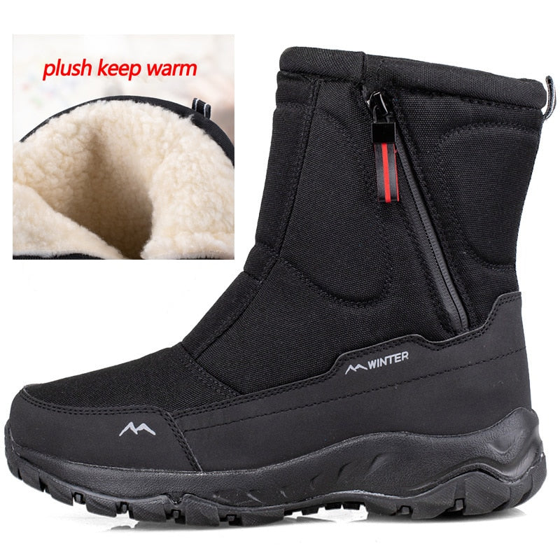 Men Boots 2023 Winter Shoes For Men Warm Snow Boots Mid-calf Men Warm Shoes Thick Plush Winter Boots For Men Women Cotton Shoes - Amazhona 