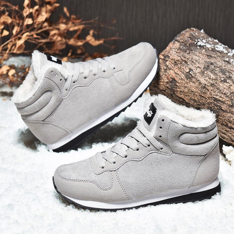 Men Boots Waterproof Winter Boots Men Lightweight Hight Top Leather Shoes Non Slip Warm Snow Boots Plush Women Footwear - Amazhona 