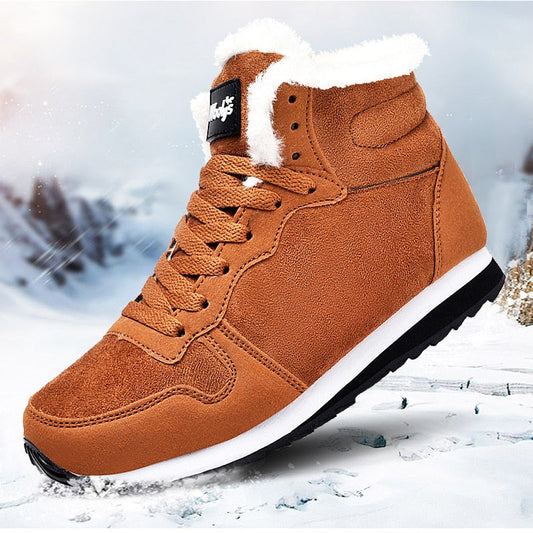 Men Boots Waterproof Winter Boots Men Lightweight Hight Top Leather Shoes Non Slip Warm Snow Boots Plush Women Footwear - Amazhona 