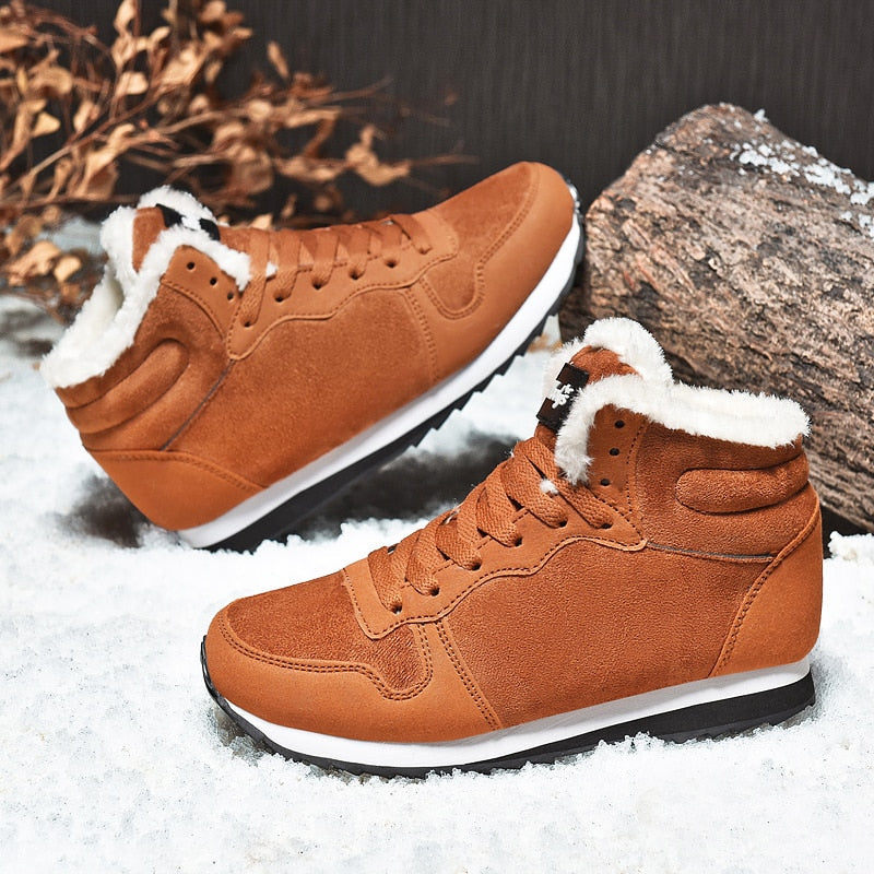 Men Boots Waterproof Winter Boots Men Lightweight Hight Top Leather Shoes Non Slip Warm Snow Boots Plush Women Footwear - Amazhona 