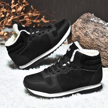 Men Boots Waterproof Winter Boots Men Lightweight Hight Top Leather Shoes Non Slip Warm Snow Boots Plush Women Footwear - Amazhona 