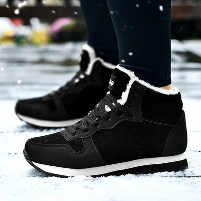 Men Boots Waterproof Winter Boots Men Lightweight Hight Top Leather Shoes Non Slip Warm Snow Boots Plush Women Footwear - Amazhona 