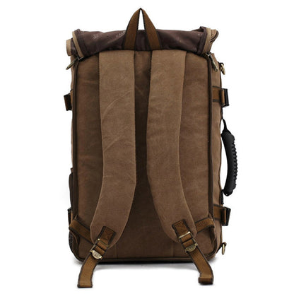 Men Canvas Backpack Huge Travel School Shoulder Computer Backpack Functional Versatile Bags Multifunctional Laptop Bag - Amazhona 