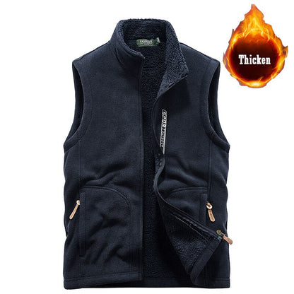 Men Fleece Spring Jacket 2021 New Windproof Casual Warm Vest Coat Men Large Size Clothing S-5XL Fashion Winter Vest Men's Jacket - Amazhona 