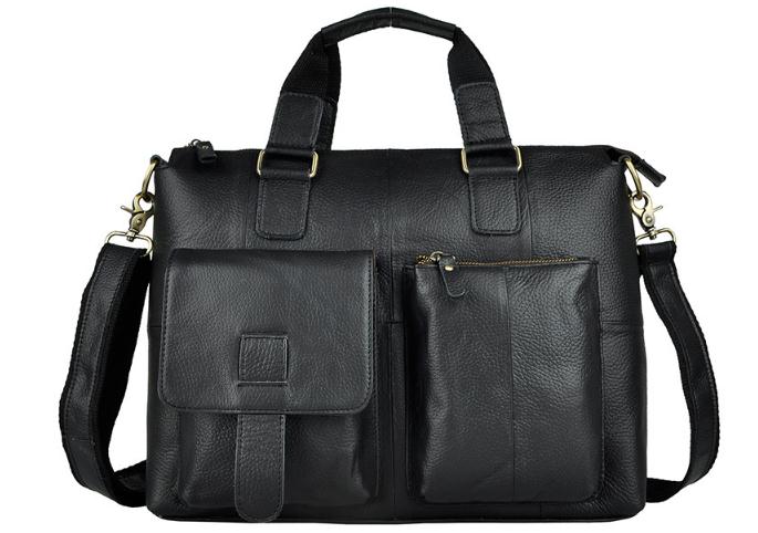 Men Genuine Leather Office Maletas Business Briefcase 15.6" Laptop Case Attache Portfolio Bag Maletin Messenger Bag B260 - Amazhona 