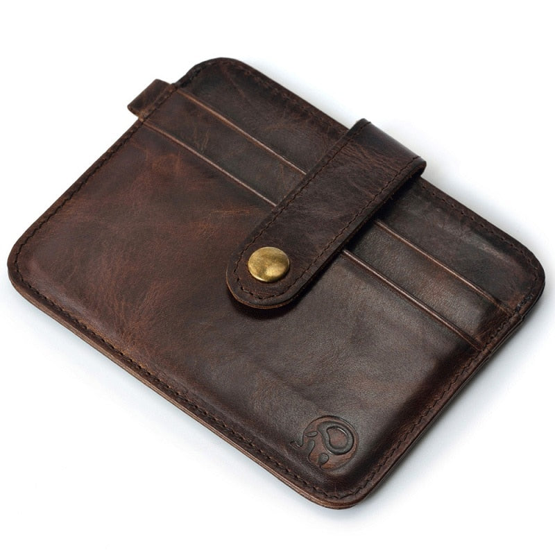 Men Genuine Leather Slim Wallet Male Small Purse Mini Money Bag Walet Thin Portomonee carteras Man's Wallet Card Holder - Amazhona 