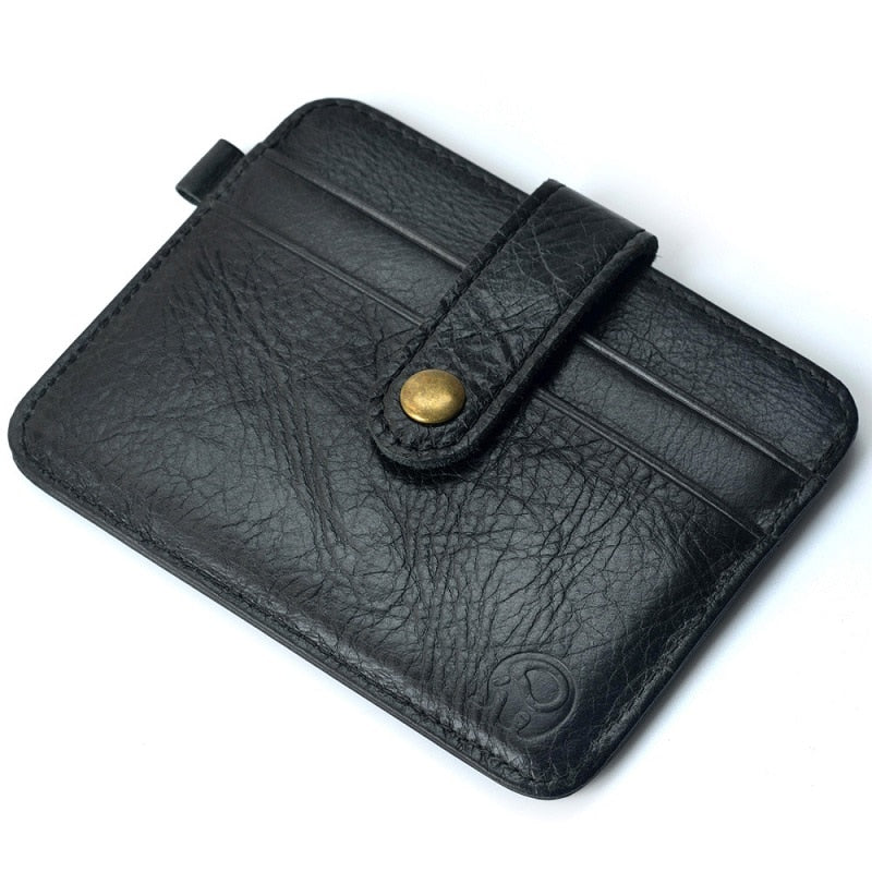 Men Genuine Leather Slim Wallet Male Small Purse Mini Money Bag Walet Thin Portomonee carteras Man's Wallet Card Holder - Amazhona 