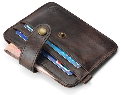 Men Genuine Leather Slim Wallet Male Small Purse Mini Money Bag Walet Thin Portomonee carteras Man's Wallet Card Holder - Amazhona 