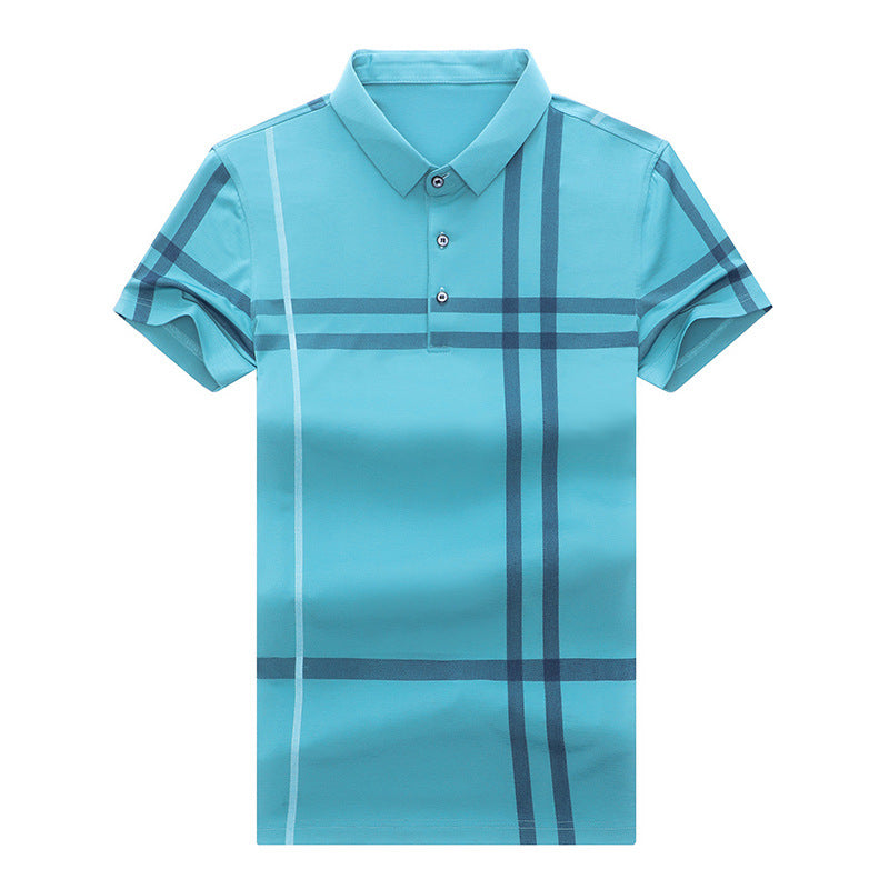 Men Summer Striped Polo Shirt Short Sleeve Slim Fit Polos Fashion Streetwear Tops - Amazhona 