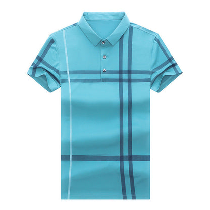 Men Summer Striped Polo Shirt Short Sleeve Slim Fit Polos Fashion Streetwear Tops - Amazhona 