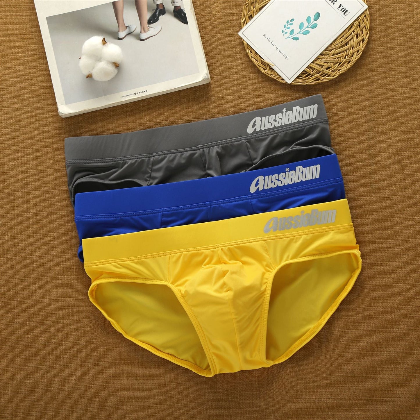 Men's Aussiebum briefs with milk silk low waist stretch stereo bag fit comfortably - Amazhona 