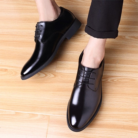 Men's Breathable Leather Shoes Black Soft Leather Soft Bottom Spring And Autumn Best Man Men's Business Formal Wear Casual Shoe - Amazhona 